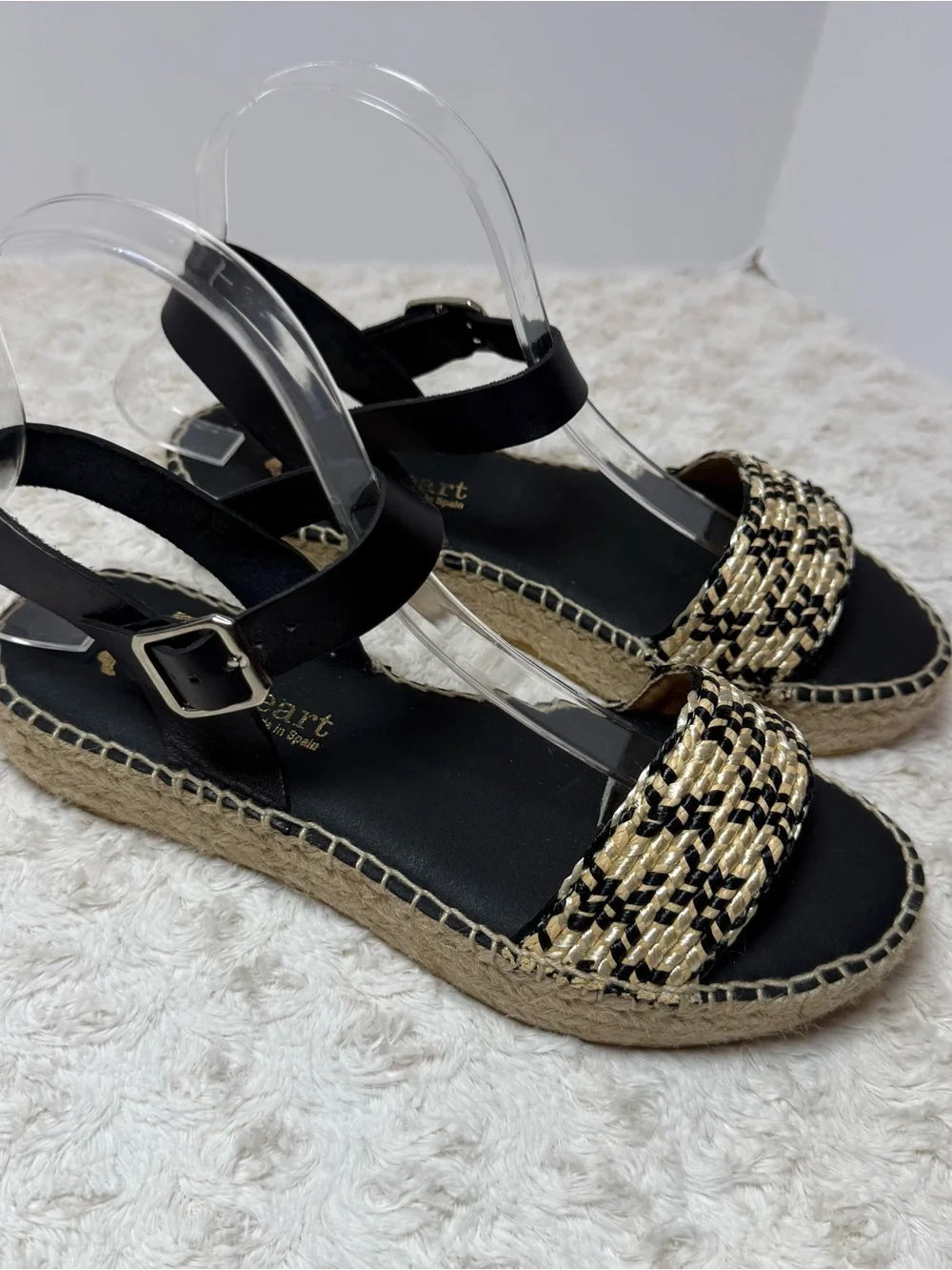 Woven Black & Natural Espadrille Sandals for Women Made in Spain